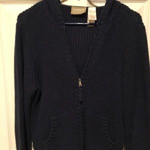 Navy  Blue Liz Claiborne Hooded Zip Sweater